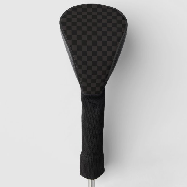 Luxury Brown/Black Chequered Golf Head Cover (Front)