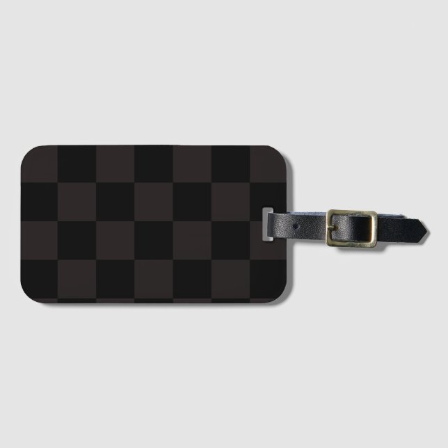 Luxury Brown/Black Chequered Luggage Tag (Front Horizontal)
