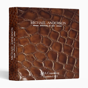 Luxury Brown Crocodile Leather Attorney at Law Binder