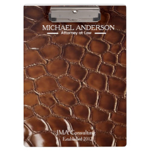 Luxury Brown Crocodile Leather Attorney at Law Clipboard
