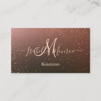 Luxury Brown Glitter Beautician Skin Nail Expert   Business Card