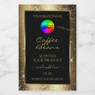 Luxury Brown Glitter Frame Product Label with Logo