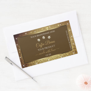 Luxury Brown Gold Glitter Product Packaging Labels