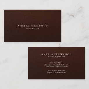 Luxury Brown Leather Professional Minimal Custom Business Card