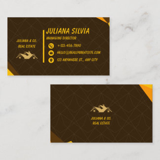 Luxury Brown Yellow Gold Real Estate Agent Card