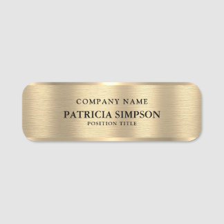 Luxury Brushed Golden Metallic: Elegance And Flair Name Tag