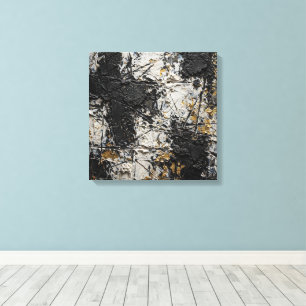 Luxury Brutalist Abstract Painting - Black Canvas Print