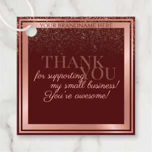 Luxury Burgundy and Rose Gold Packaging Thank You Favour Tags