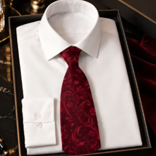 Luxury Burgundy Damask Seamless Pattern – Elegant  Tie