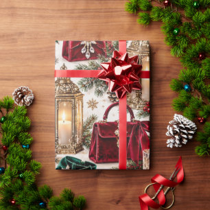 Luxury Burgundy Emerald Christmas Fashion Wrapping Paper
