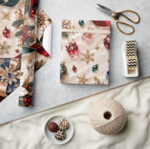Luxury Burgundy Emerald Christmas Gifts Wrapping Paper