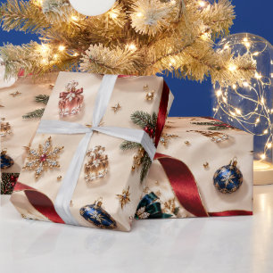 Luxury Burgundy Emerald Christmas Wrapping Paper