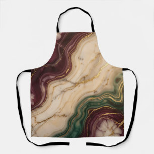 Luxury Burgundy Emerald Green Gold Marble Floral Apron