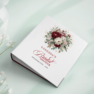 Luxury Burgundy Floral Bridal Shower Memory Album Binder