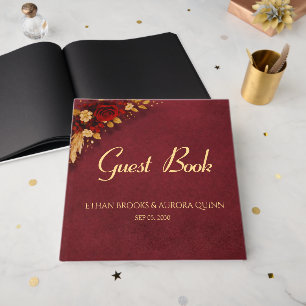 Luxury Burgundy & Floral Wedding Guest Book