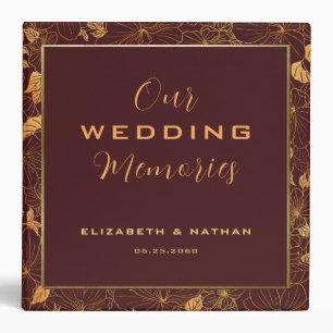 Luxury Burgundy & Gold Floral Wedding Binder