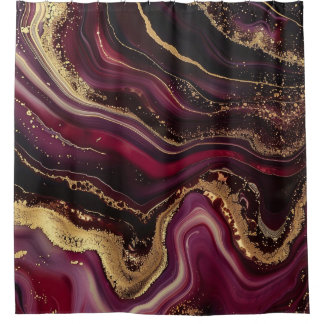 Luxury Burgundy Gold Glitter Agate Marble