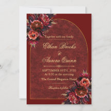 Luxury Burgundy & Gold Wedding Invitation