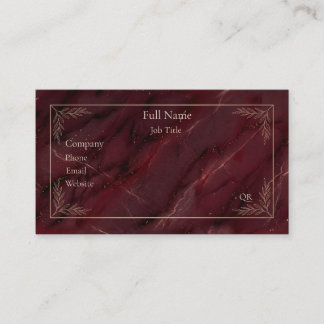 Luxury Burgundy Marble Gold Botanical Business  Card
