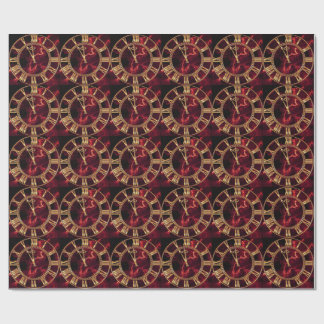 Luxury Burgundy Marble Wall Clock with Gold Roman Wrapping Paper