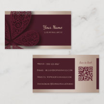 Luxury Burgundy Nail Technician Business Card with
