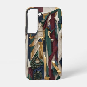 Luxury Burgundy Navy Gold Origami Paper Art  Samsung Galaxy Case