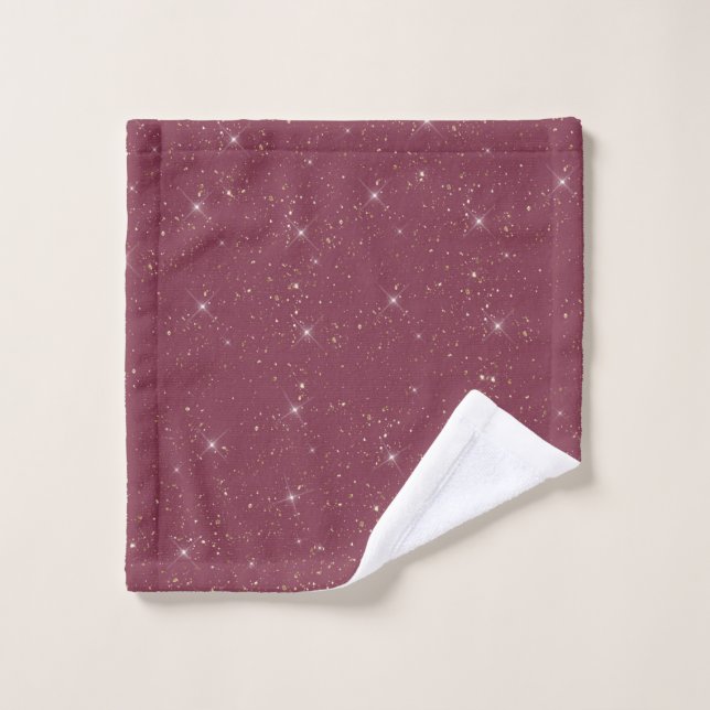 Luxury burgundy sparkle gold glitter confetti wash cloth (Wash Cloth)