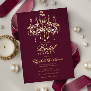 Luxury Burgundy Wine Gold Chandelier Bridal Shower