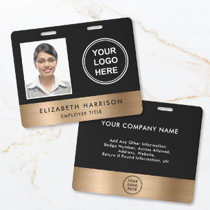 Luxury Business Logo Black Gold Employee Photo ID Badge