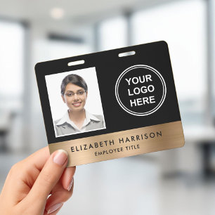 Luxury Business Logo Black Gold Employee Photo ID Badge