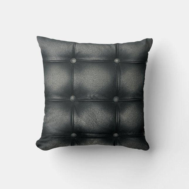 Luxury Buttoned Leather Texture Throw Pillow (Front)