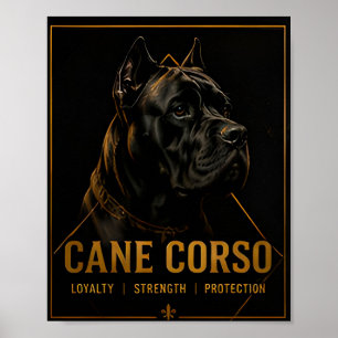 Luxury Cane Corso Black Gold Guardian Dog Poster