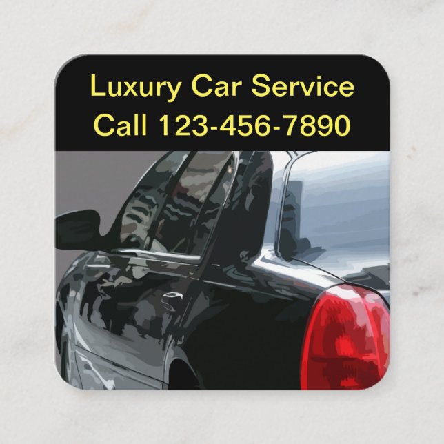 Luxury Car Service Square Business Card (Front)
