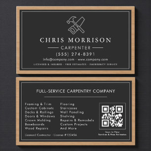 Luxury Carpenter Carpentry QR Code Business Card