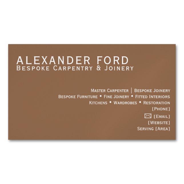Luxury Carpentry Business Card | Bespoke Carpenter (Front)