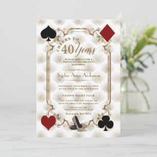 Luxury Casino Gold Cheers To 40 Years Birthday Invitation