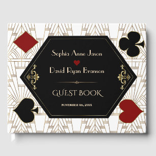 Luxury Casino Gold White Art Deco 20s Wedding  Guest Book