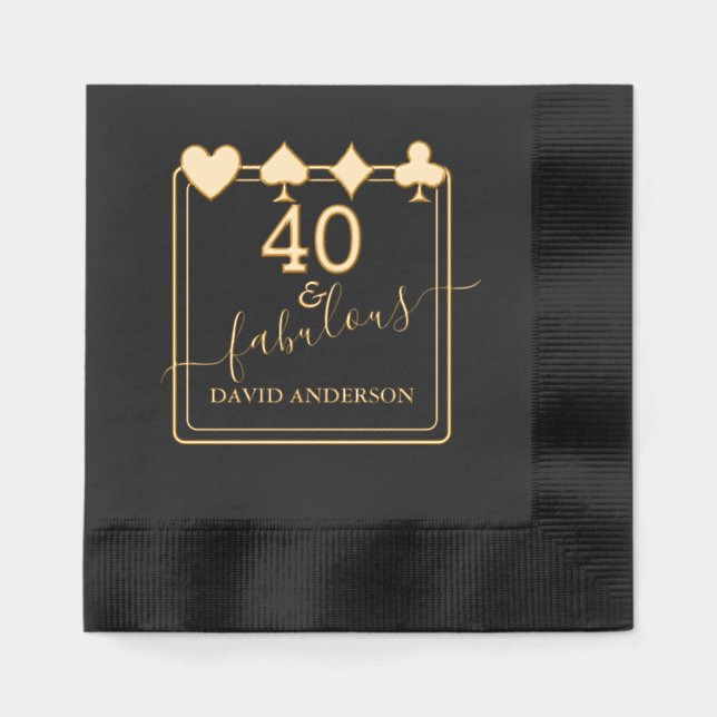Luxury Casino Vegas 40 and Fabulous Birthday Foil Napkins (Front)