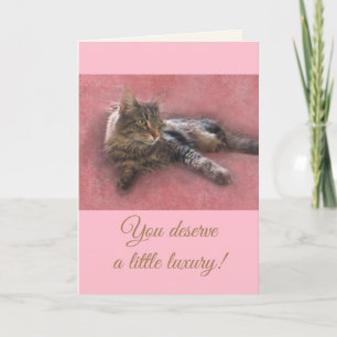 Luxury Cat On Pink Birthday Card