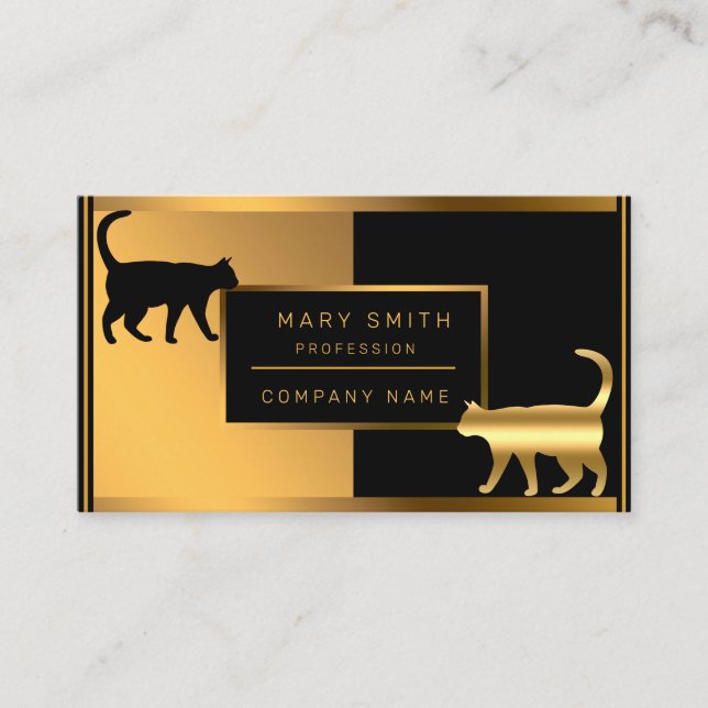 Luxury Cat Pet Veterinarian Add Your Text Business Card (Front)