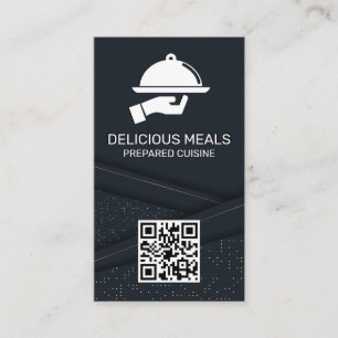 Luxury Catering Service   Abstract Panel   QR Code Business Card