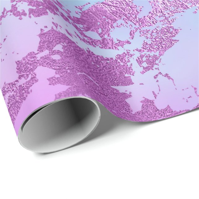 Luxury Celestial Blue Pink Purple Marble Wrapping Paper (Roll Corner)