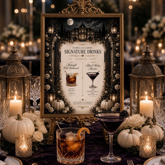 Luxury Celestial Moon Signature Drinks Wedding  Poster (Creator Uploaded)