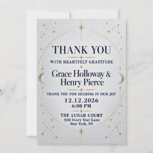 Luxury Celestial Moon Stars Wedding Thank You Card