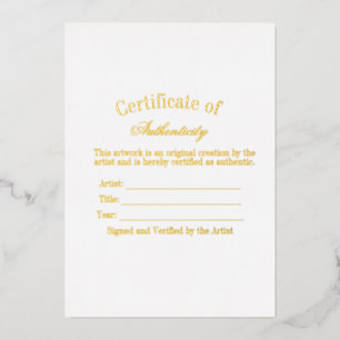Luxury Certificate of Authenticity Sticker   Ivory