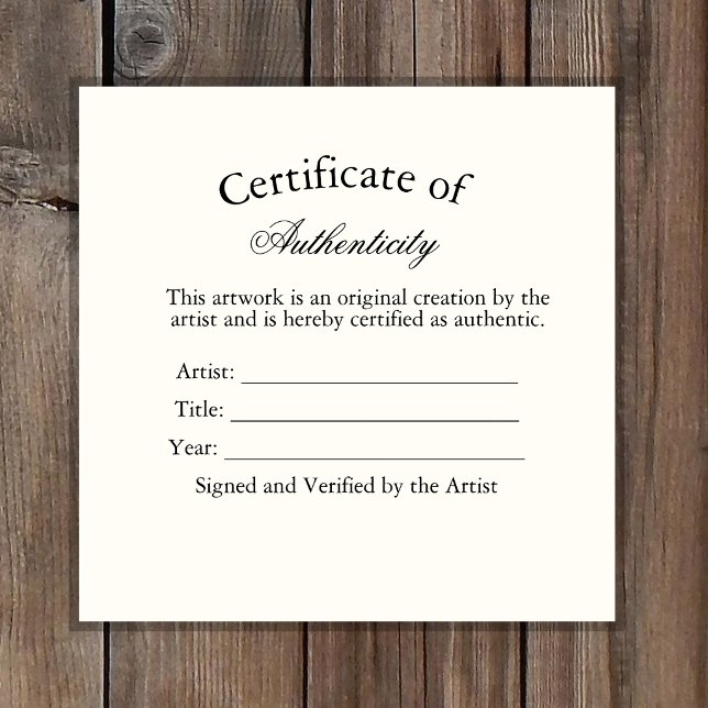 Luxury Certificate of Authenticity Sticker | Ivory (Creator Uploaded)