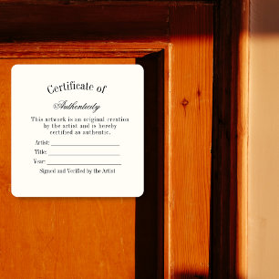 Luxury Certificate of Authenticity Sticker   Ivory
