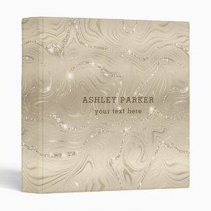 Luxury Champagne Background Beige Glitter 3 Ring Binder