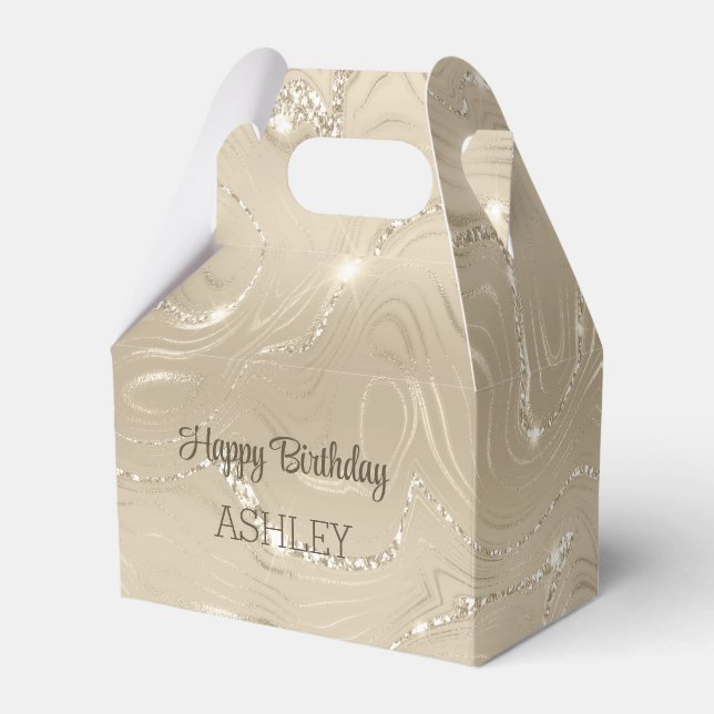 Luxury Champagne Background Beige Glitter Favor Box (Front Side)