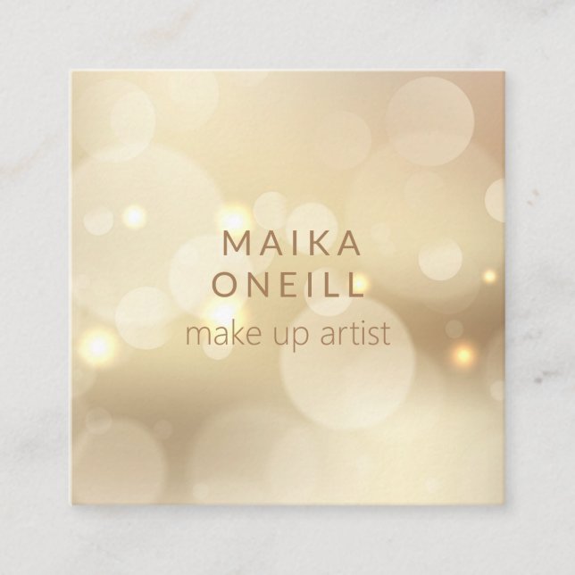 Luxury Champagne Bokeh glitter social media Square Business Card (Front)